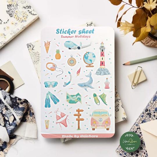 Sticker sheet summer holidays - chuyên dán, trang trí sổ nhật kí, sổ tay | Bullet journal sticker