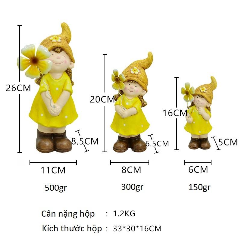 Set 3 búp bê gốm sứ cô bé cầm hoa dễ thương