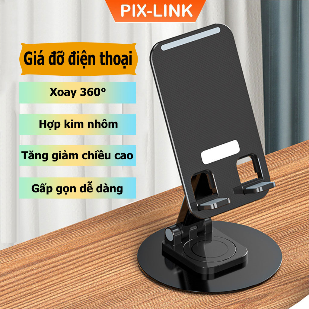 Giá Đỡ Điện Thoại / Máy Tính Bảng Xoay 360 Độ Tiện Dụng Có Thể Gấp Gọn, Giá Đỡ Pixlink X203 Chất Liệu Hợp Kim Nhôm - Hàng Chính Hãng/Hàng Nhập Khẩu