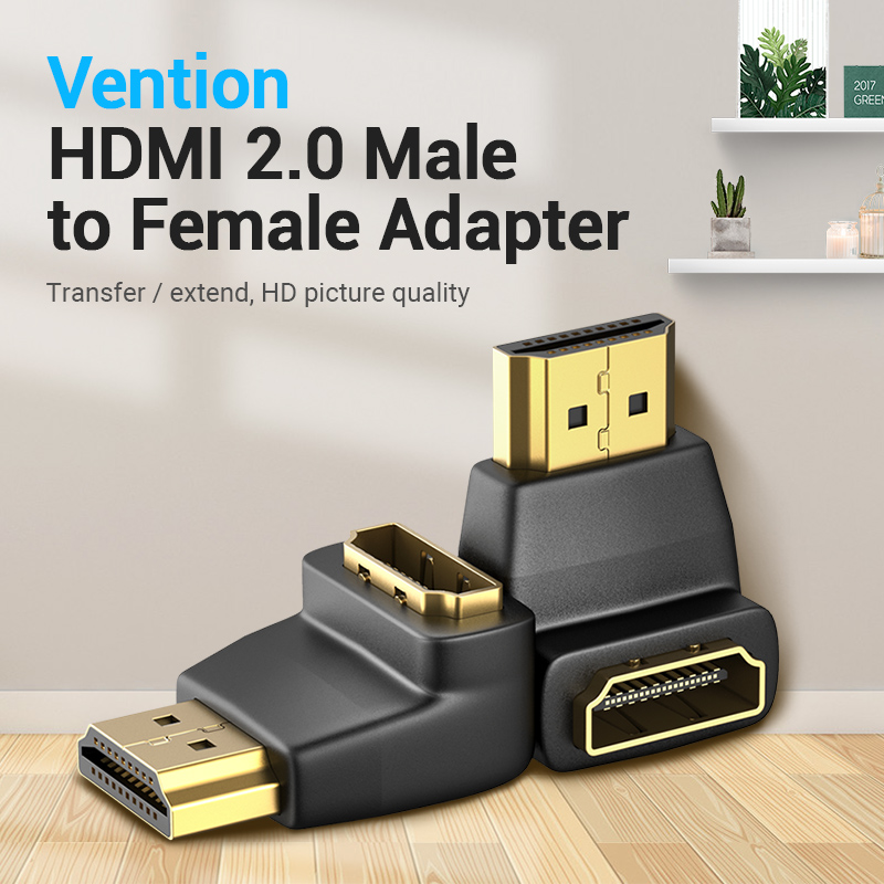 Đầu nối HDMI vuông góc 90 độ Vention 1 đực 1 cái - Hàng chính hãng