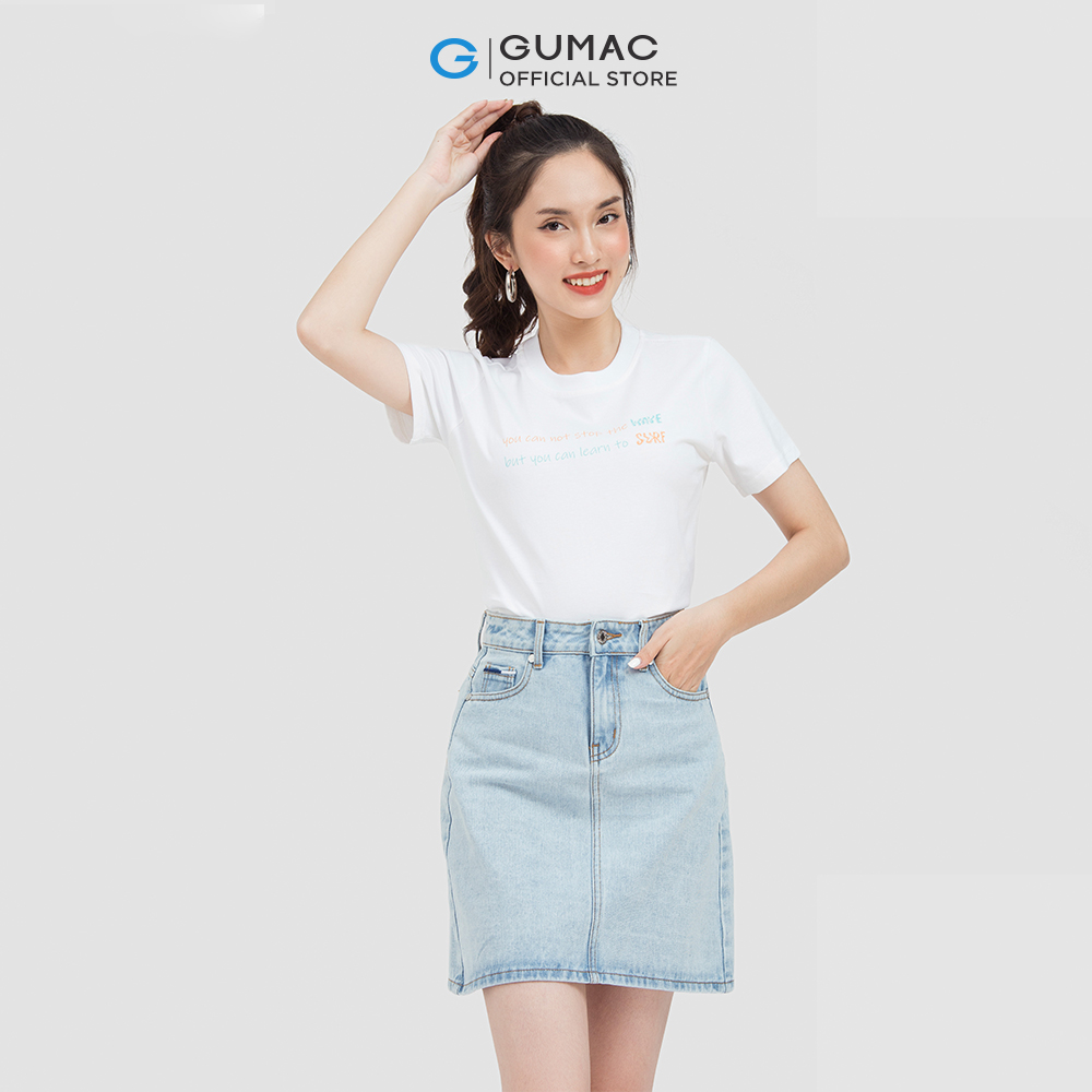 Áo thun nữ GUMAC ATC06018 cổ tròn in chữ