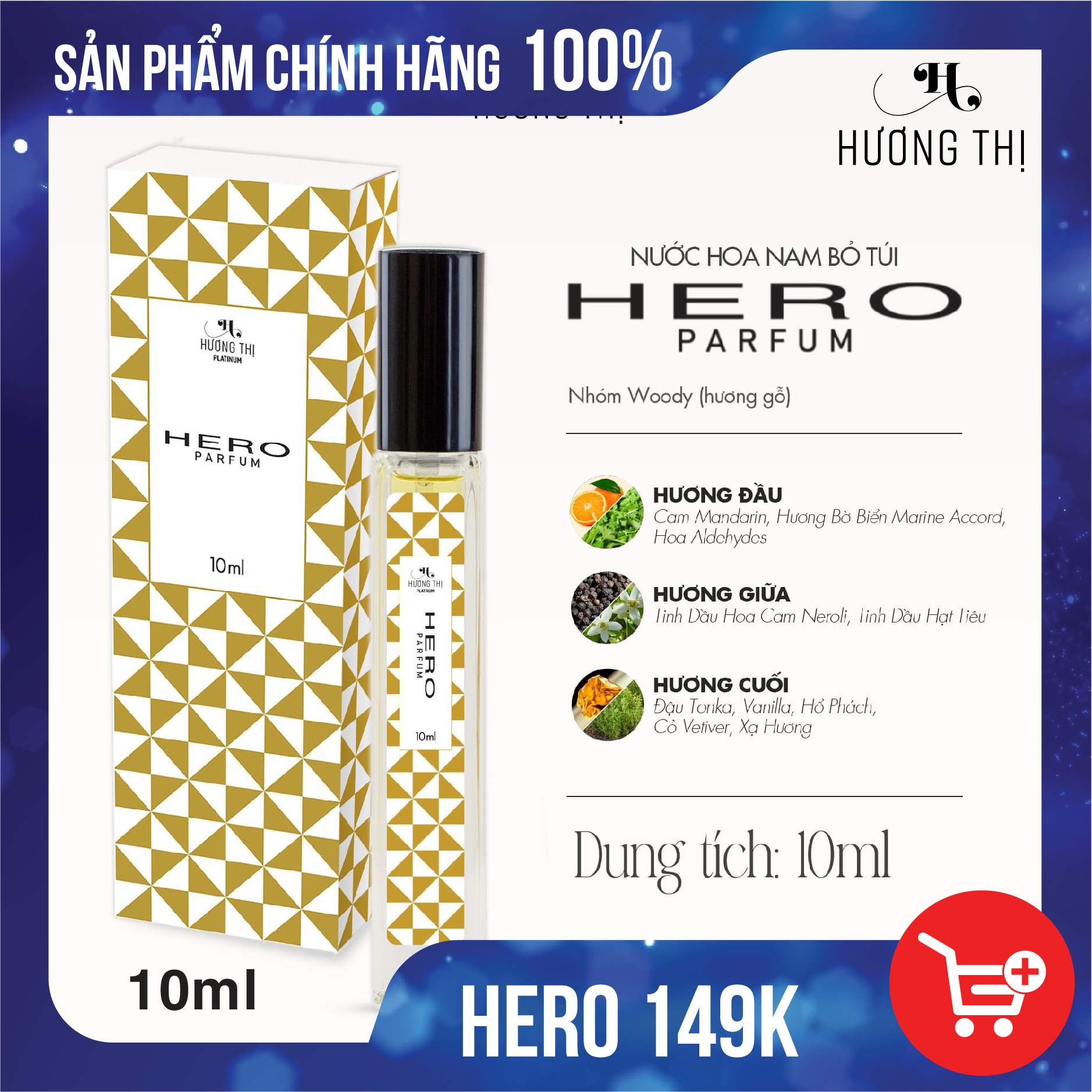 Hình ảnh Nước hoa Nam Hương Thị Hero 10ml