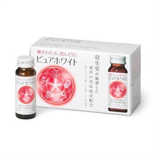 Nước uống trắng da mờ thâm nám Pure White Shiseido Nội địa Nhật Bản - Tặng túi zip 5 kẹo mật ong