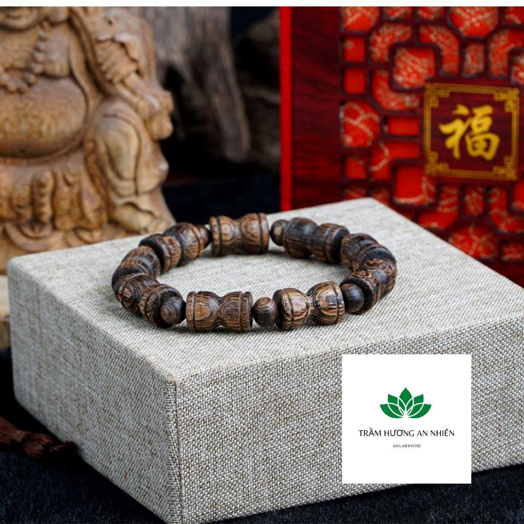 Vòng Tay Trầm Hương Sánh Chìm Nước - Hình Lu Trống - Trầm Tự Nhiên - Đủ Size Nam Nữ - 8ly, 10ly, 12ly, 14ly