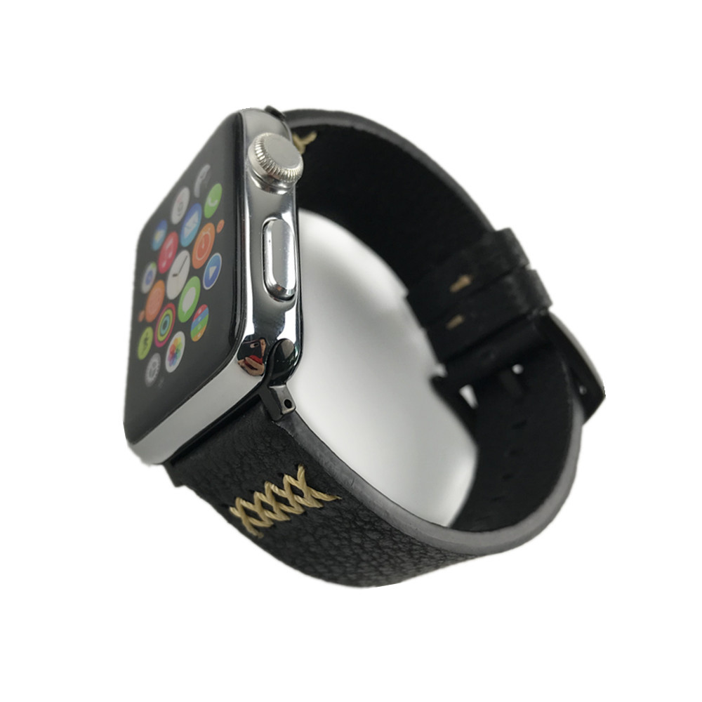 Dây da đồng hồ Apple Watch da Handmade 05 khóa thép không gỉ