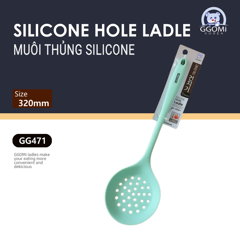 Bộ dụng cụ nấu ăn bằng silicone an toàn sức khỏe, 4 màu sắc sặc sỡ dài 33cm GGOMi Hàn Quốc GGSL