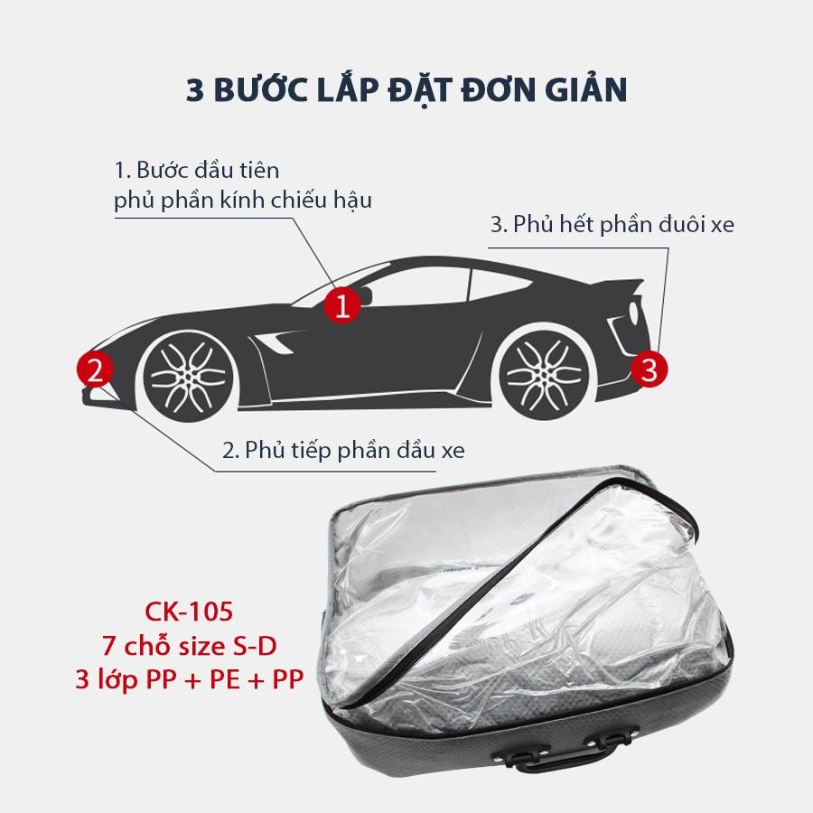 Bạt Phủ Ô Tô CIND CK-105 7 Chỗ Size S-D 3 Lớp PP - Nhập Khẩu Chính Hãng