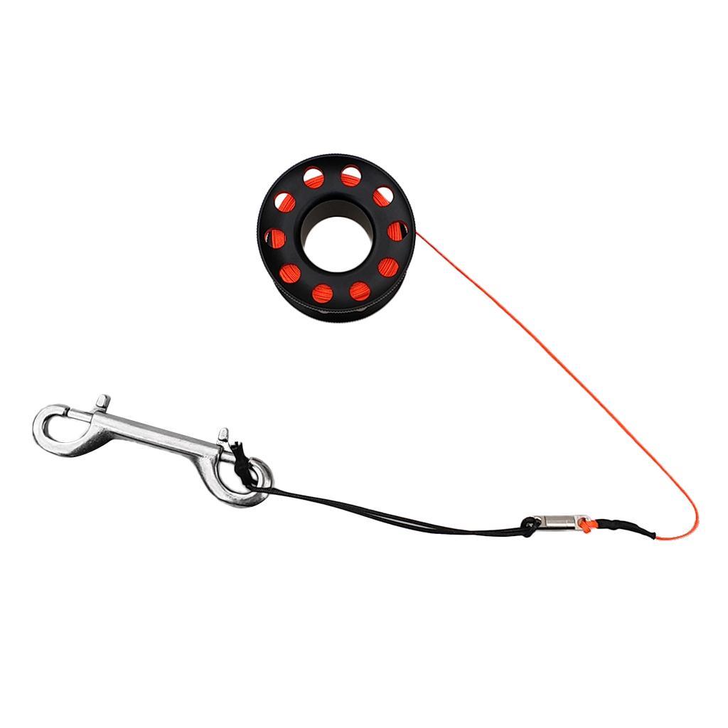 Diver Reel Clip with Line Double Ended  Snap Black
