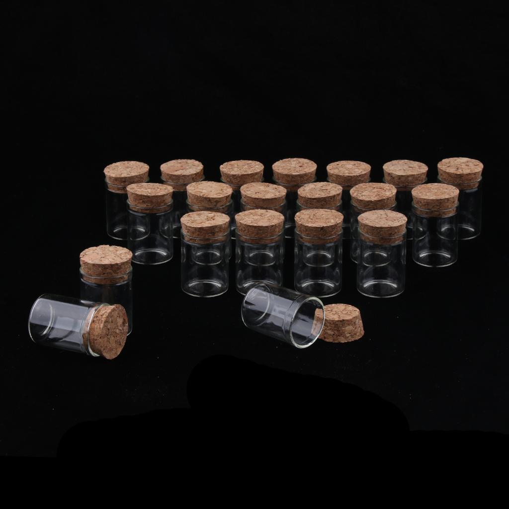 20Pcs Mini 2.9cm High Glass Wishing Bottles Vials with Cork Test Tube