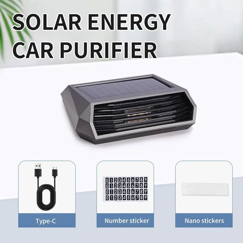 Máy lọc không khí và khử mùi nội thất ô tô năng lượng mặt trời Portable Air Purifier Solar Power Small Air Cleaner