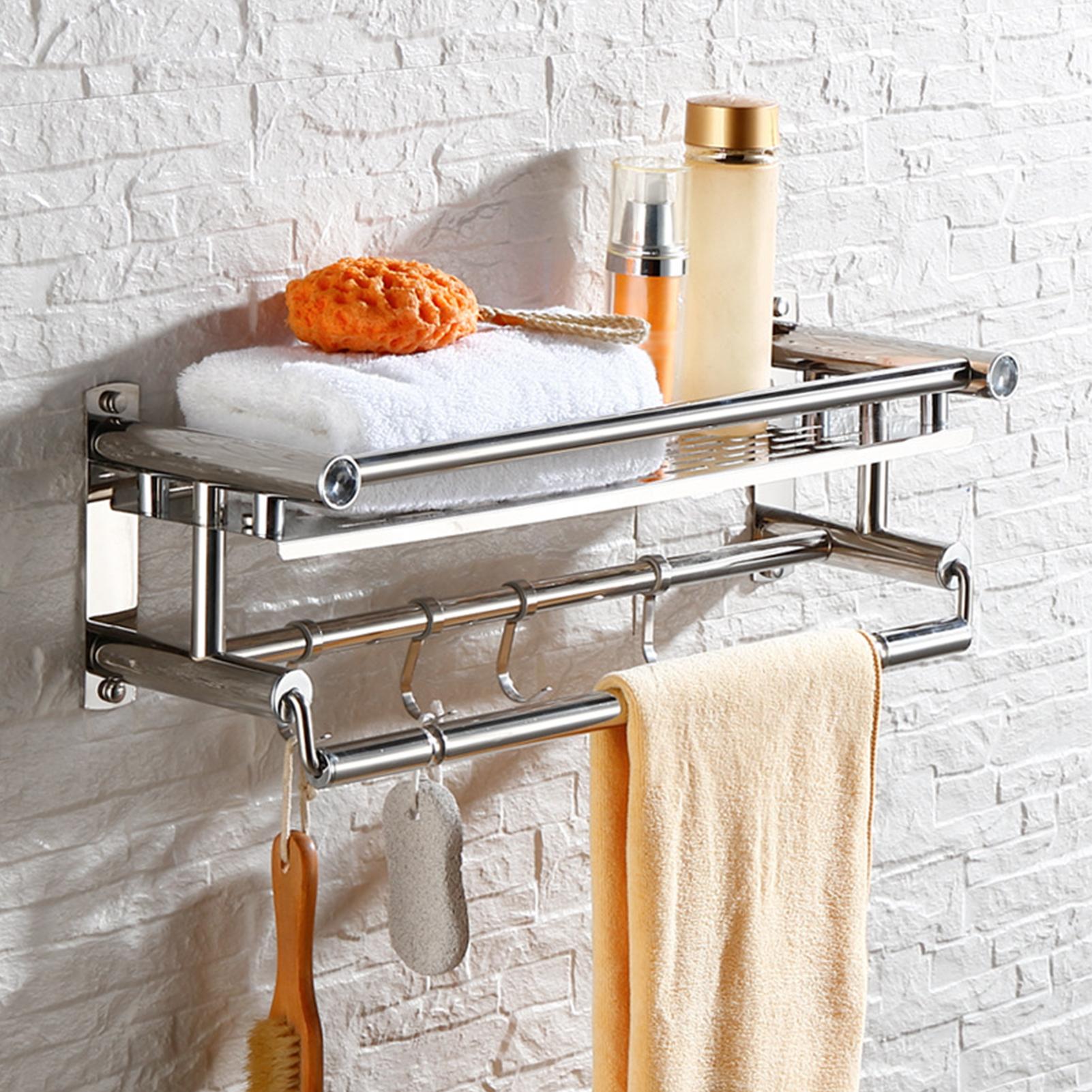 Giá treo khăn tắm kèm 4 móc treo đồ dùng nhà tắm