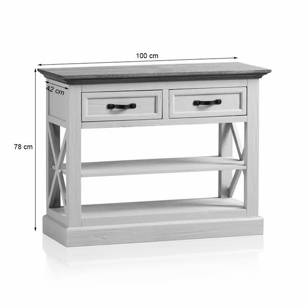 Bàn Console 2 Ngăn Kéo Seychelles Gỗ Sồi Ibie LTO2SEYO - Trắng (100 x 42 cm)