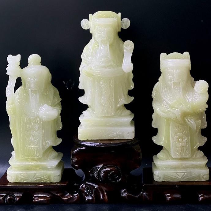 Bộ Tam Đa Phúc Lộc Thọ Đá Ngọc Hoàng Long, Đá Onyx Xanh - Cao 15cm & 20cm