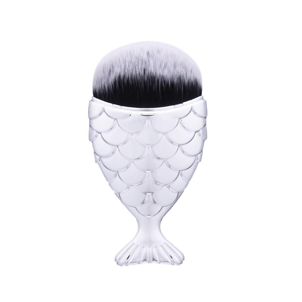 Mermaid Glitter Makeup Powder Blush Foundation Contour Cosmetic Brush Silver