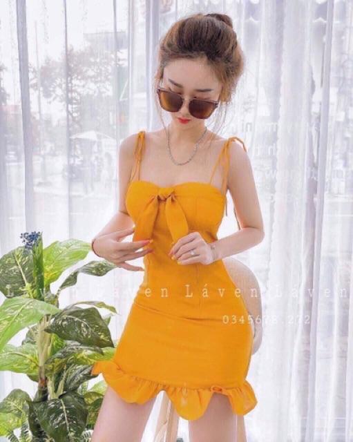 Đầm 2 dây đuôi cá kết nơ ngực sexy sang chảnh