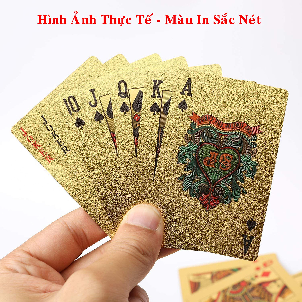 Bộ Bài Tây Poker Mạ Si Vàng Cao Cấp - Tú Lơ Khơ Phủ Nhũ Vàng Chính Hãng Amalife – Bộ 54 Lá Bài Tây Pocker Nhựa Dẻo Chống Thấm Nước Chống Gãy