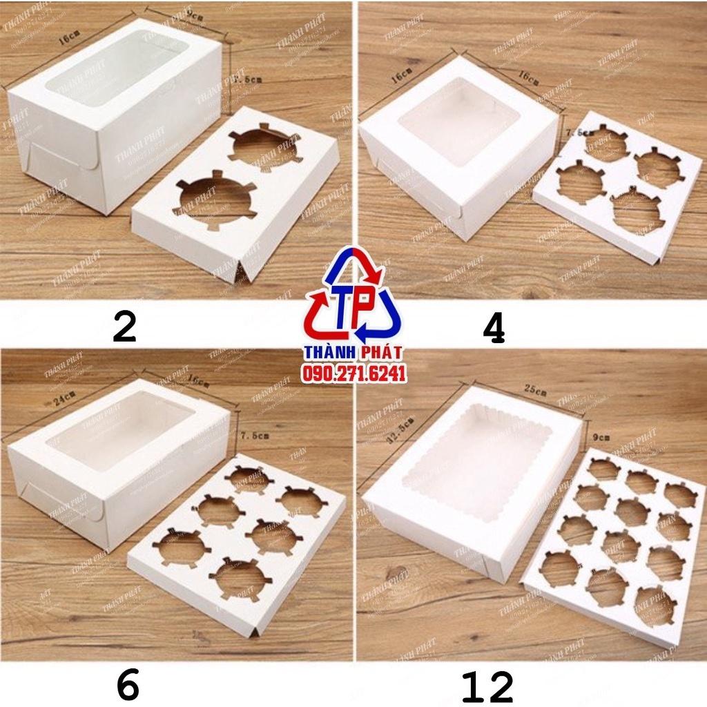 20 Hộp giấy nắp kính đựng đựng cupcake muffin bánh kem mini làm quà tặng các dịp lễ