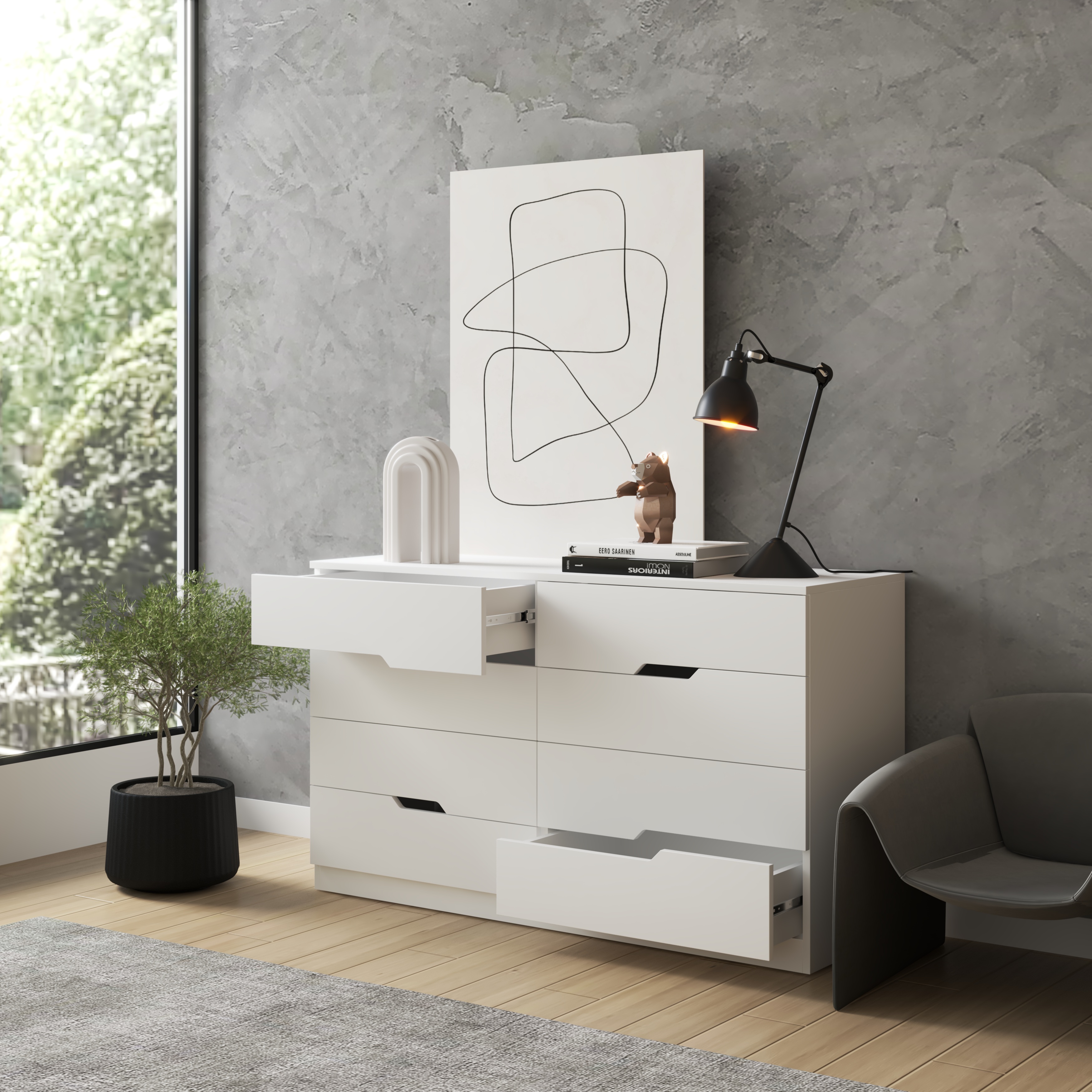 [Happy Home Furniture] DASH , Tủ đựng đồ - 8 ngăn kéo , 132cm x 46cm x 78cm ( DxRxC), THK_053