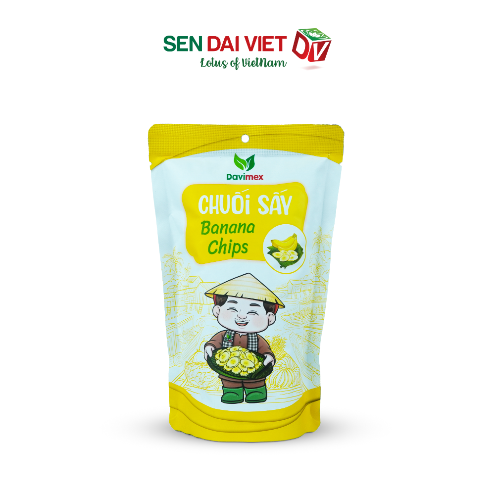 Chuối Sấy Giòn- Vị Ngọt Tự Nhiên, Giòn Tan Tuyệt Đối, Thơm Ngon Tuyệt Vời, ĐV- Sen Đại Việt- Gói 50g- Date Mới Nhất