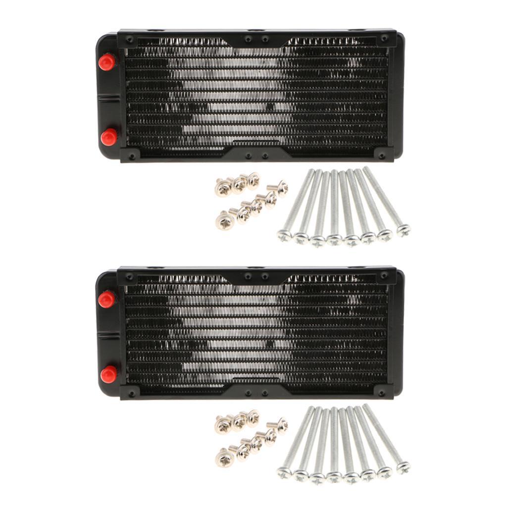2pcs 240mm Computer PC Alloy Water Cooling Cooler Radiator Fans 10 Pipes