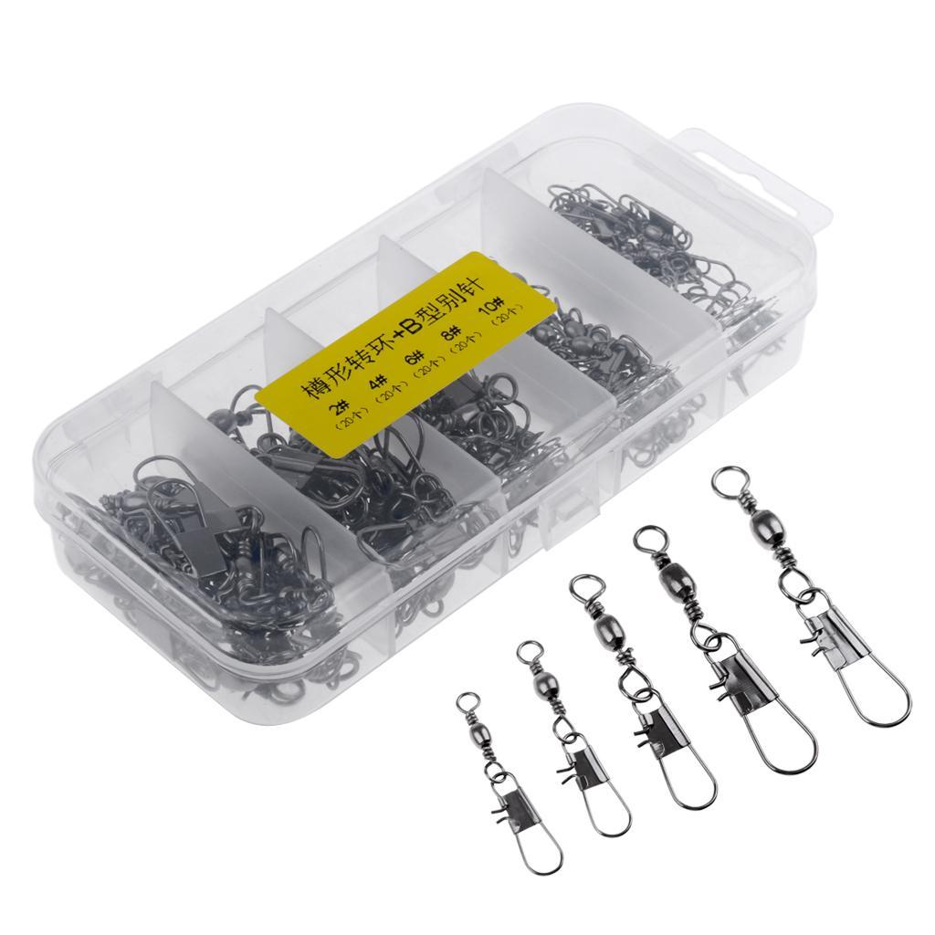 100Pcs/box Fishing Swivels 2# 4# 6# 8# 10# Barrel Swivel with Interlock Snap