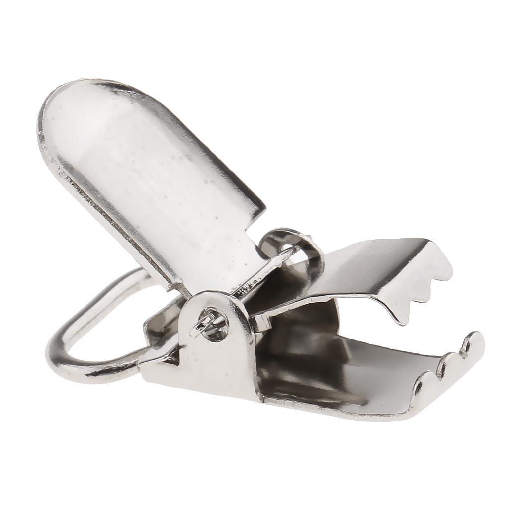 20 Pieces 1" Metal Baby Pacifier Suspender Clips Webbing Dummy Strap Holder Craft Hooks Silver