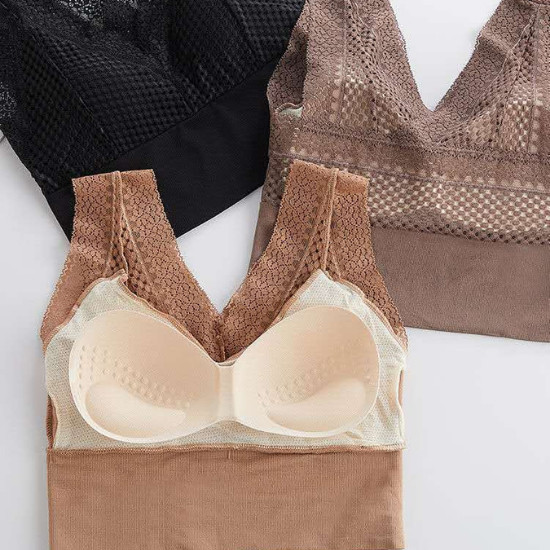 Áo ngực/ bra, croptop thể thao phối ren hoa có đệm mút LYEA017