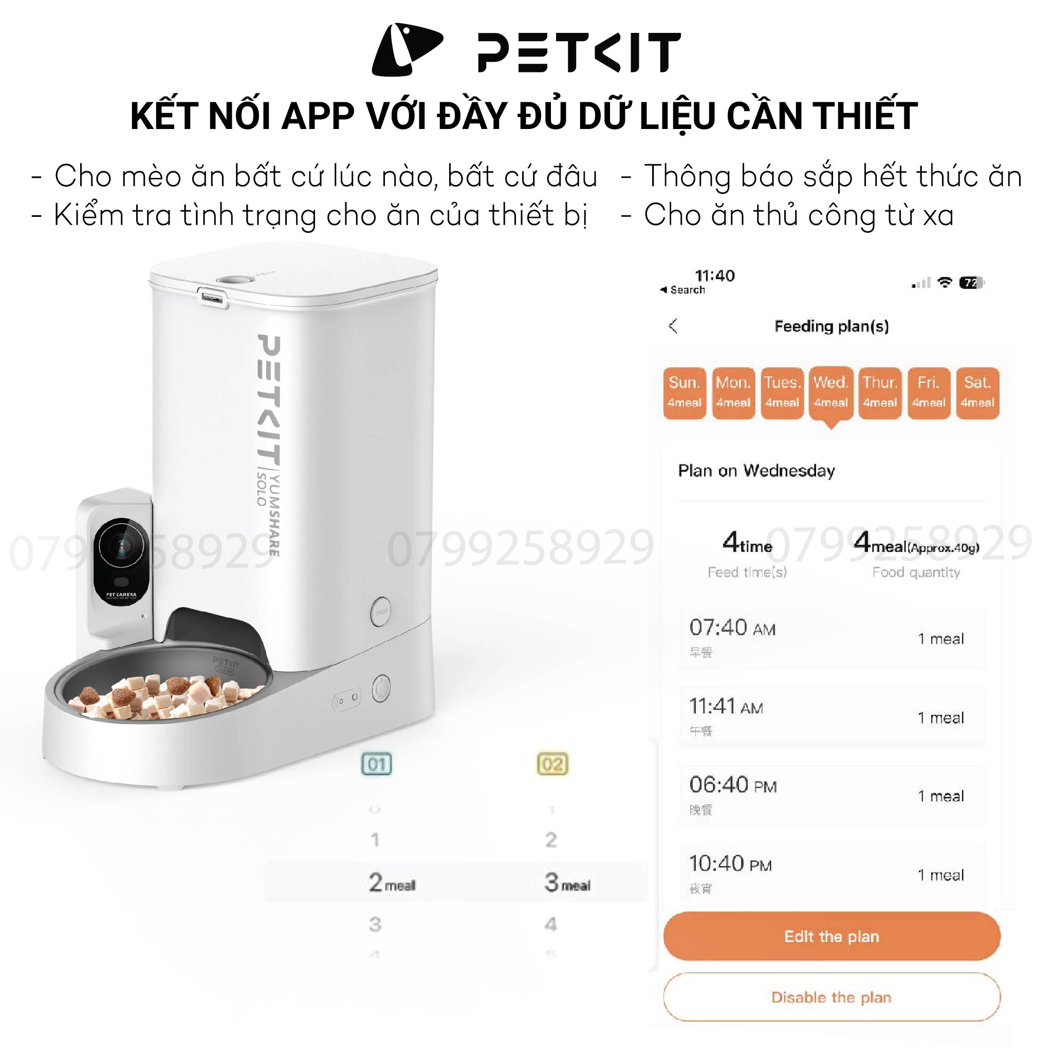 Máy Cho Mèo, Chó Ăn Tự Động Petkit Fresh Element Solo YumShare màu Trắng