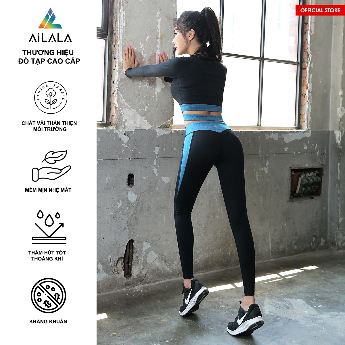 Bộ quần áo thể thao nữ AiLALA LUX34, Đồ tập Yoga Gym Pilates, chất vải Hi-tech cao cấp