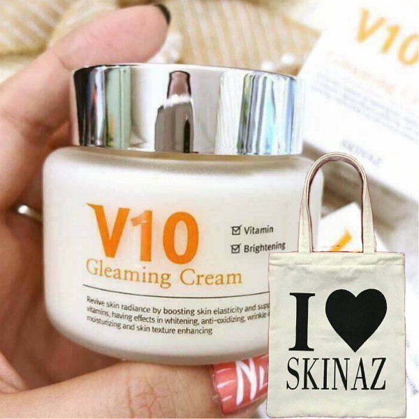 Kem dưỡng trắng da mặt cao cấp V10 Gleaming Cream Skinaz Hàn Quốc dưỡng trắng khỏe từ bên trong – 100ml -  Tặng kèm Túi Xách Thời Trang Cực Xịn