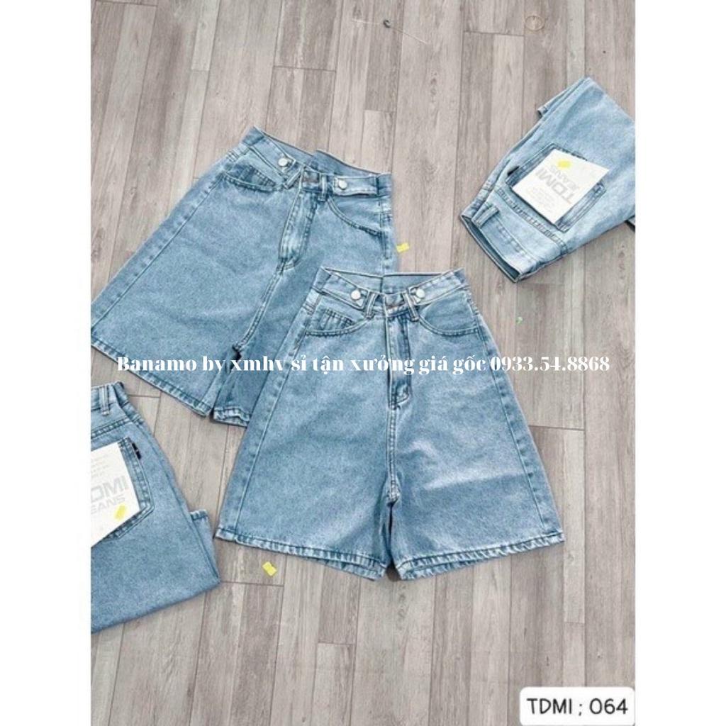 Quần short jean nữ 2 cúc eo, lưng cao siêu đẹp thời trang Banamo fashion jean nữ 2 cúc eo 662