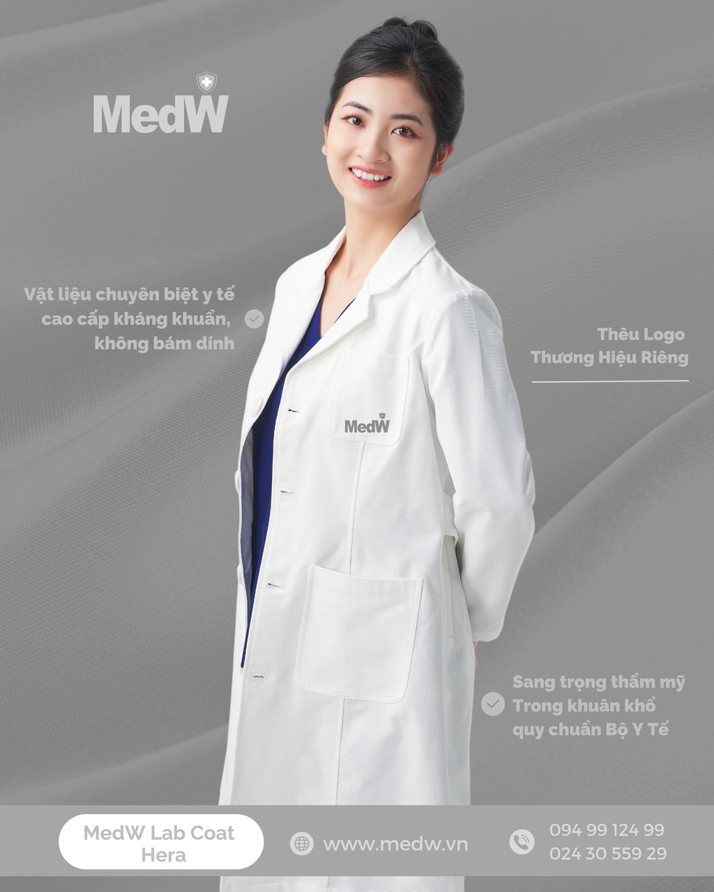 MedW Hera Lab Coat Áo (Nữ) Áo Blouse Bác Sĩ Thẩm Mỹ Da Liễu Nha Khoa, Trang Phục Y Tế Phòng Khám Bệnh Viện Chuyên Khoa Đa Khoa Thiết Kế Pháp Trang Trọng Vật Liệu Kaki Nhật Chuyên Biệt Y Tế Không Bám Dính Chống Thấm