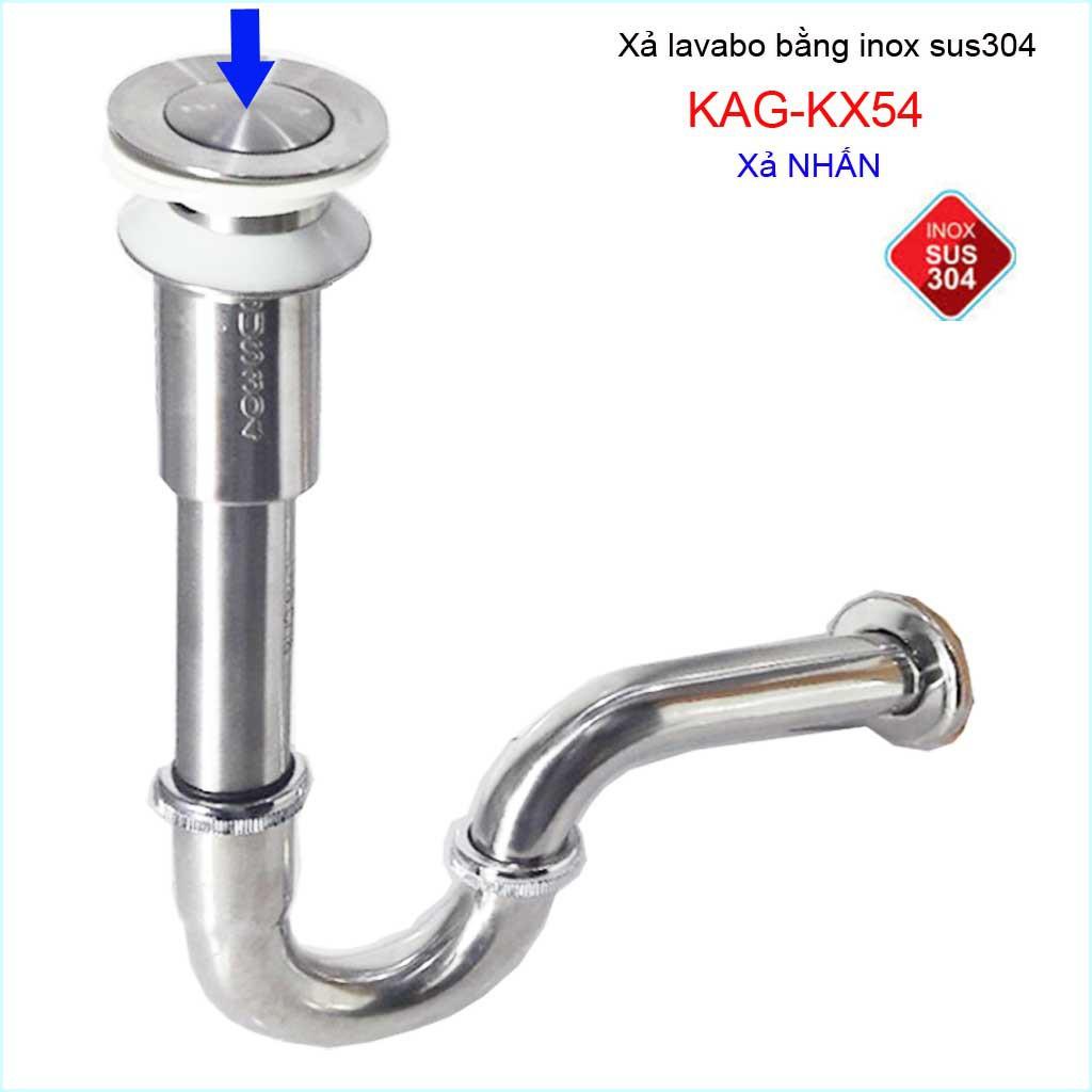 Xả chậu lavabo KAG-KX54 Inox SUS304, bộ xả nhấn lavabo sứ Inox dày cao cấp xả nước nhanh sử dụng tốt