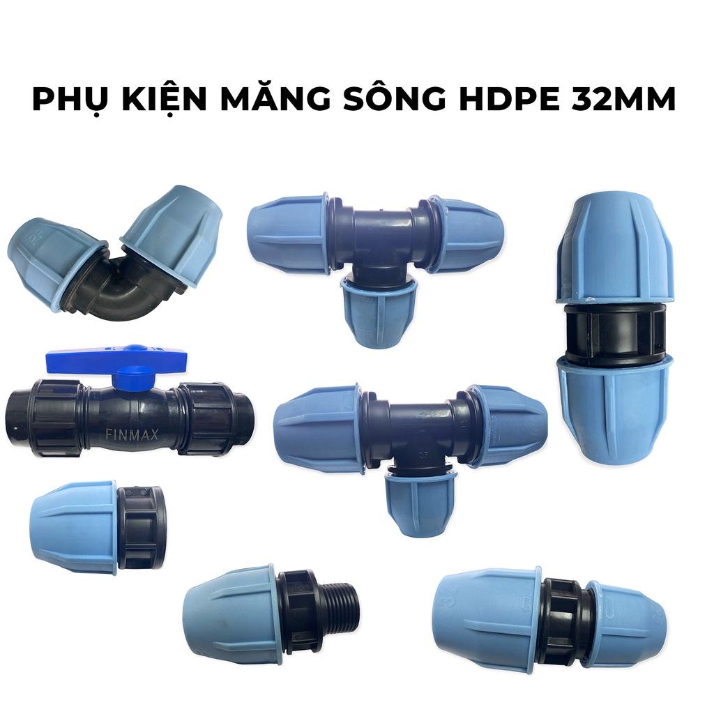 Phụ kiện măng sông ống HDPE 32mm, Không Cần Hàn - Nối ren ngoài 34/32