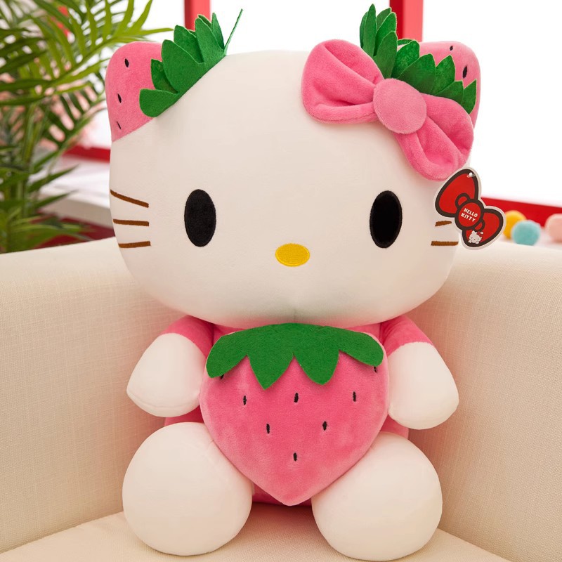 Gấu Bông Mèo Kitty Ôm Dâu Tây Siêu Hot Siêu Cưng (22cm---&gt;50cm) Hàng Cao Cấp Loại 1 Chất Lượng Cao, An Toàn Cho Trẻ Nhỏ