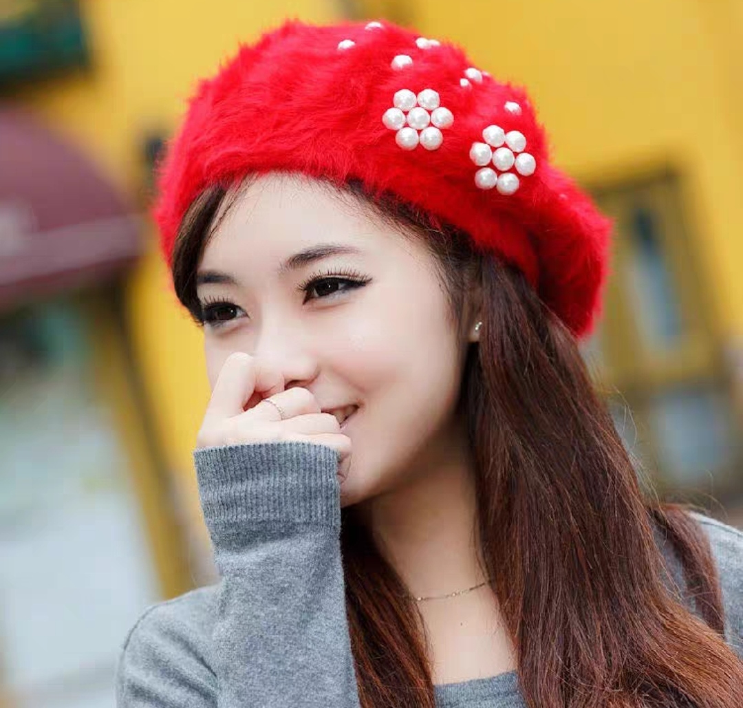 Hình ảnh Mũ beret nón bere nữ len lông thỏ thời trang Hàn Quốc mới dona21111219