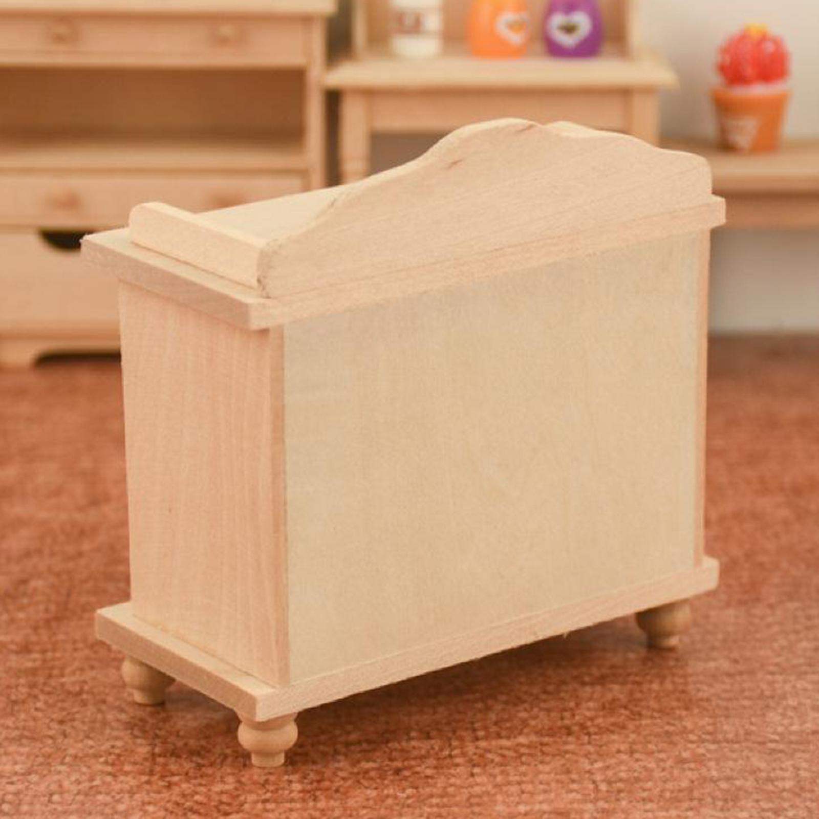1/12 Dolls House Modern Handmade Wood Nightstand Cabinet Furniture Accessory