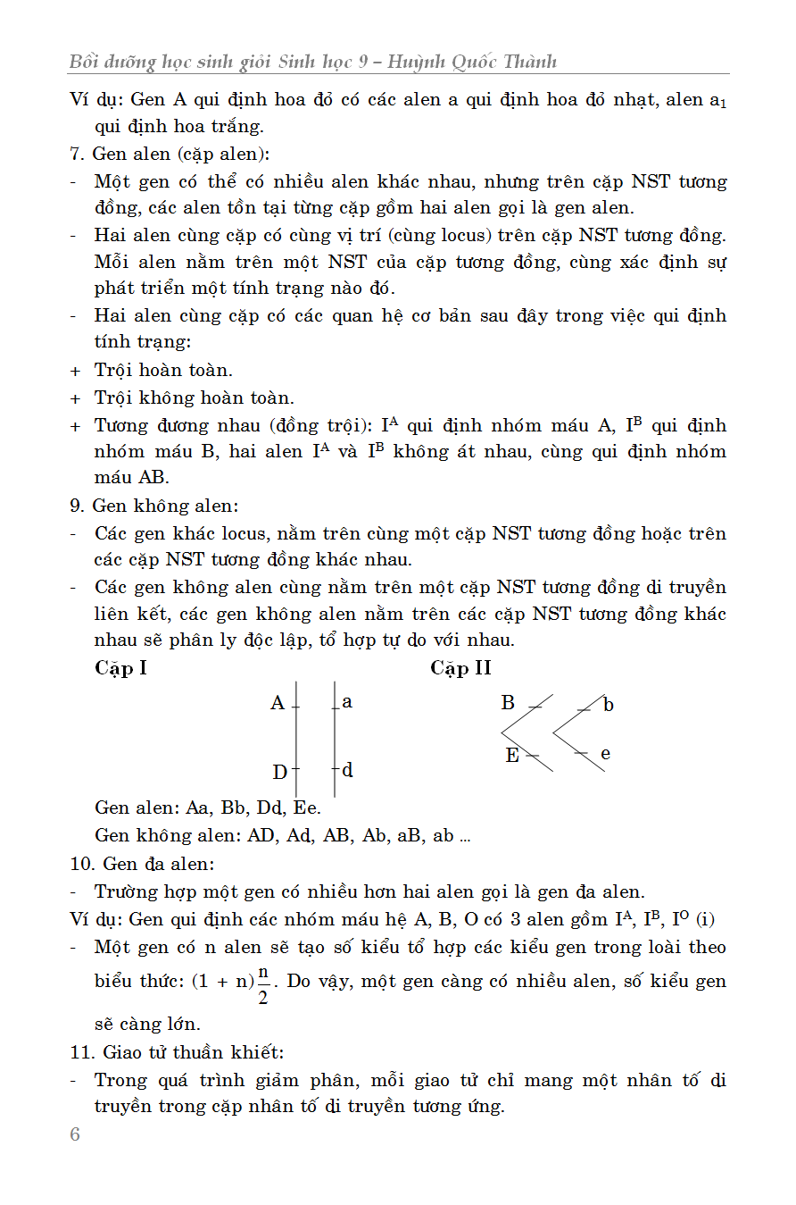 BỒI DƯỠNG HỌC SINH GIỎI SINH HỌC 9 ( HUỲNH QUỐC THÀNH - KV )