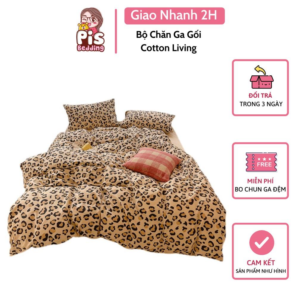 Bộ Chăn Ga Gối Cotton 100% - Da Báo Nâu