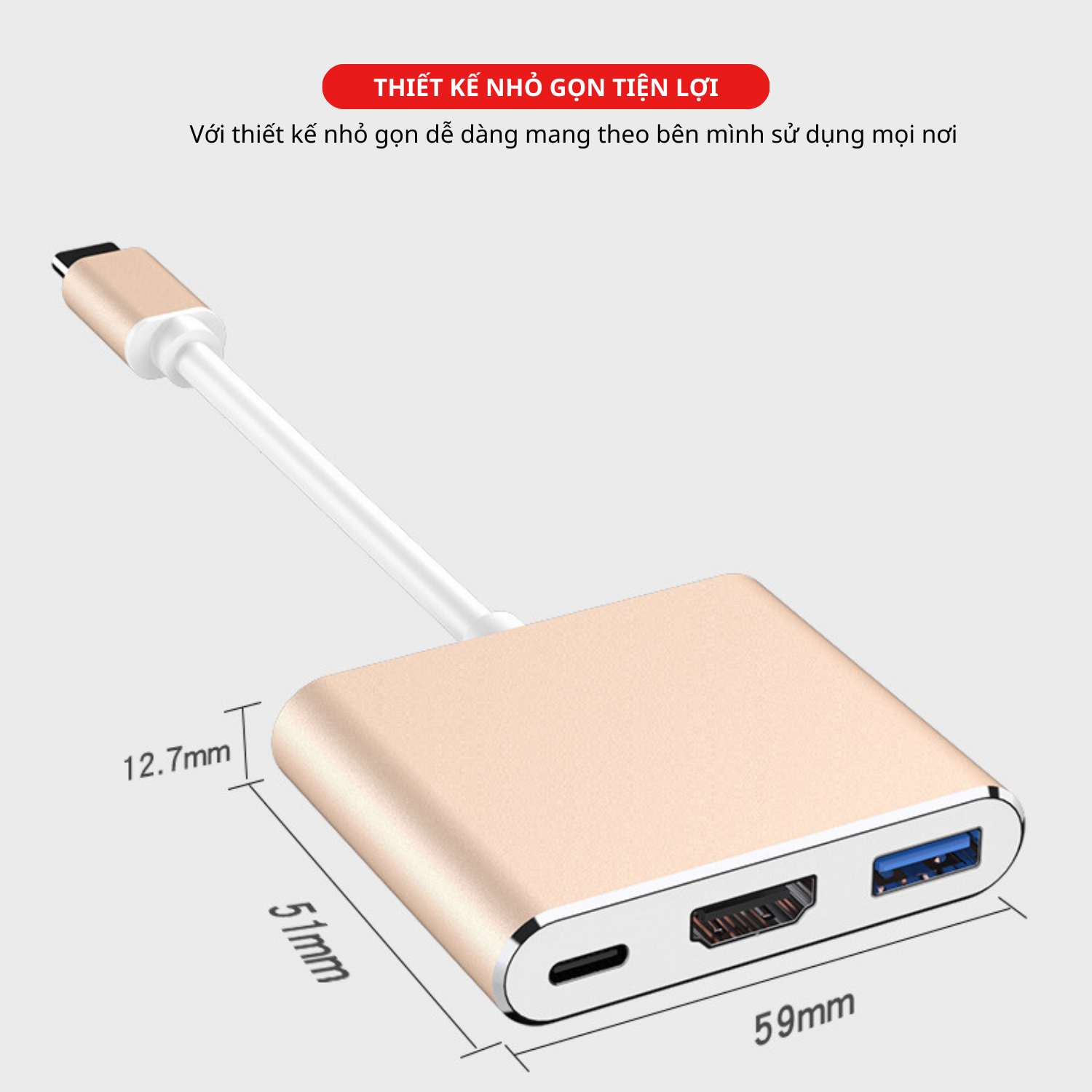 Hub Chuyển Đổi USB Type C 3 in 1 To HDMI, USB 3.0, Cổng Type C Hỗ Trợ Sạc Nhanh PD - Hàng Chính Hãng Tamayoko