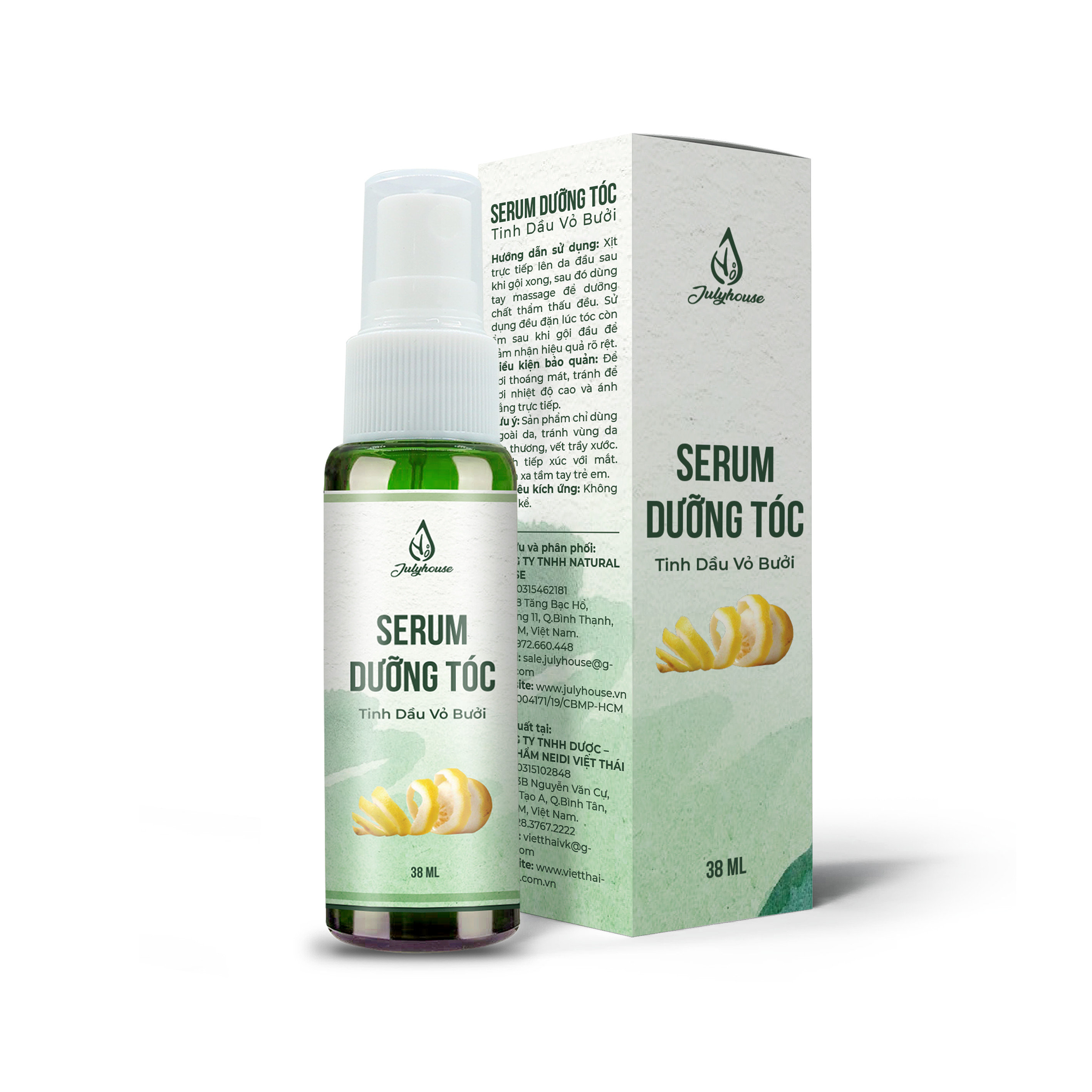 Serum dưỡng tóc tinh dầu Vỏ Bưởi 38ml JULYHOUSE giúp mái tóc khoẻ bồng bềnh, phục hồi tóc hư tổn, hương thơm thư giãn an toàn
