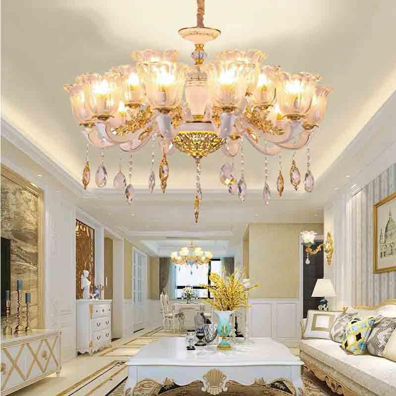 Đèn chùm pha lê tân cổ điển trang trí nội thất sang trọng - kèm bóng Led chuyên dụng