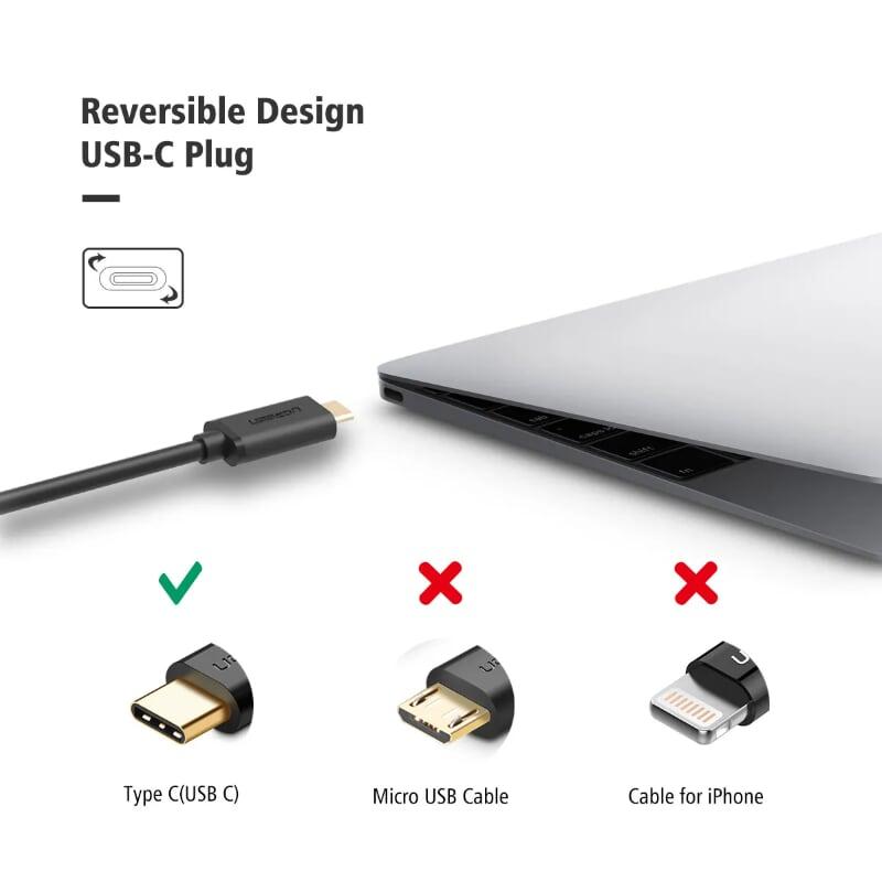 Ugreen UG30175US154TK 13CM màu Đen Dây USB Type-C sang USB 2.0 male - male - HÀNG CHÍNH HÃNG