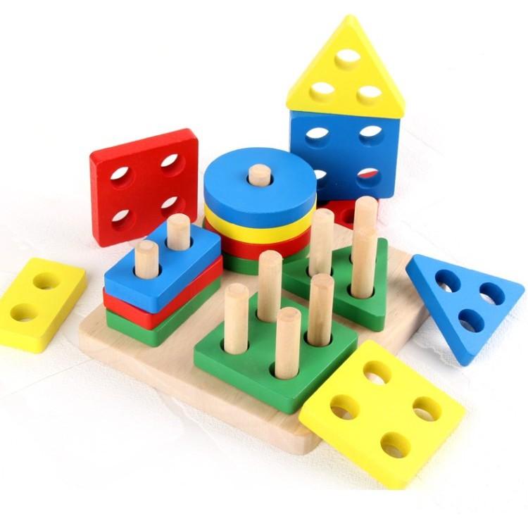 Đồ chơi Montessori - Bộ thả hình bằng gỗ giúp rèn luyện các kỹ năng cơ bản