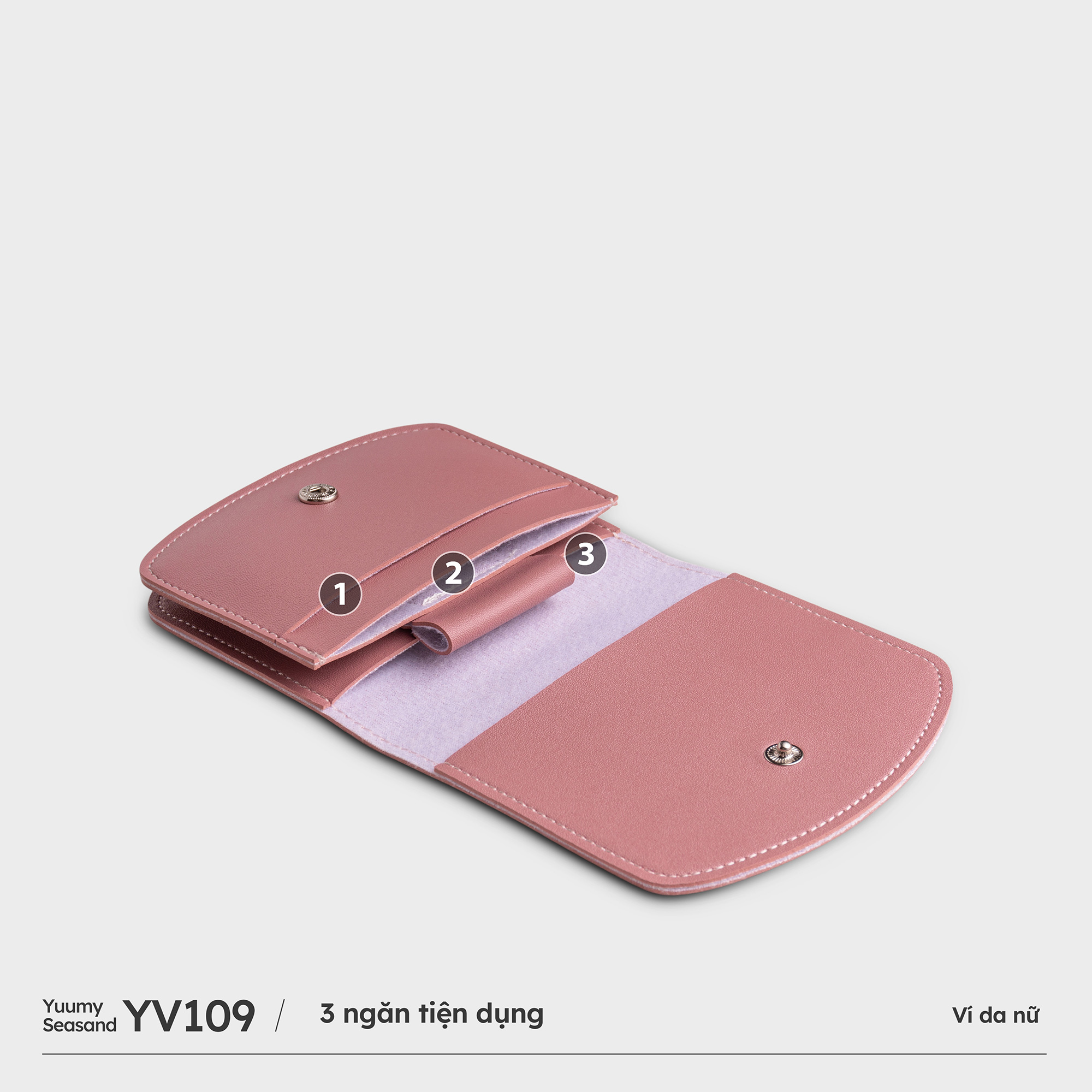 Ví Yuumy ( Thời trang nữ phối dây đeo chéo dáng cong - Ví da Seasand YV109 )