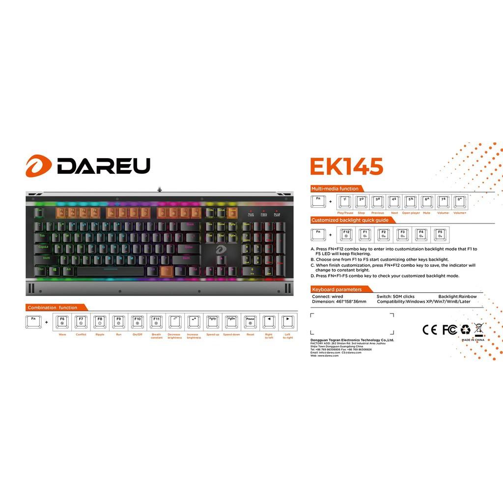 Bàn phím Cơ Dareu EK145 Gaming 104KEY MULTI LED