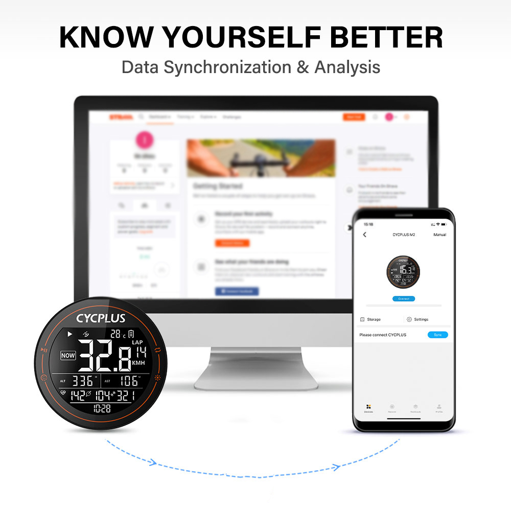 Máy Đo Tốc Độ Gps Bt Ant Chống Nước Với Cảm Biến Nhịp Tim Màn Hình Nhịp Tim Không Dây Cycplus