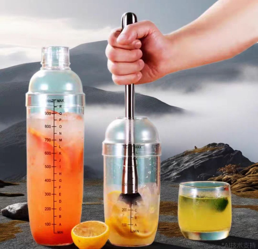 Bình Lắc pha chế, dụng cụ pha chế Bình Lắc Cocktail Shaker Nhựa Có Vạch Chia mil rõ nét Pha Chế Trà Sữa Trà Chanh, Cocktail , Cafe