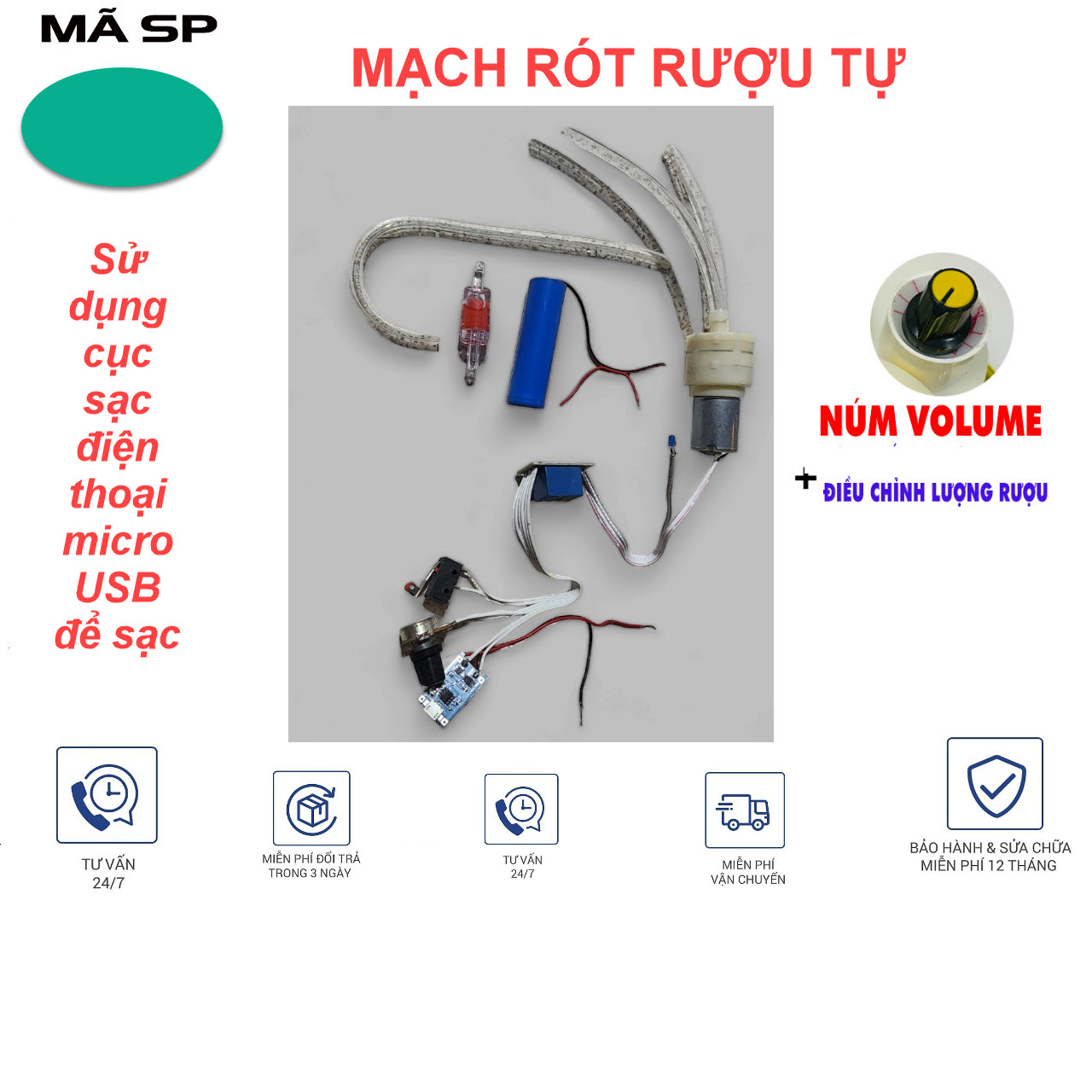 Bộ rót rượu tự động dùng pin ráp sẵn như hình