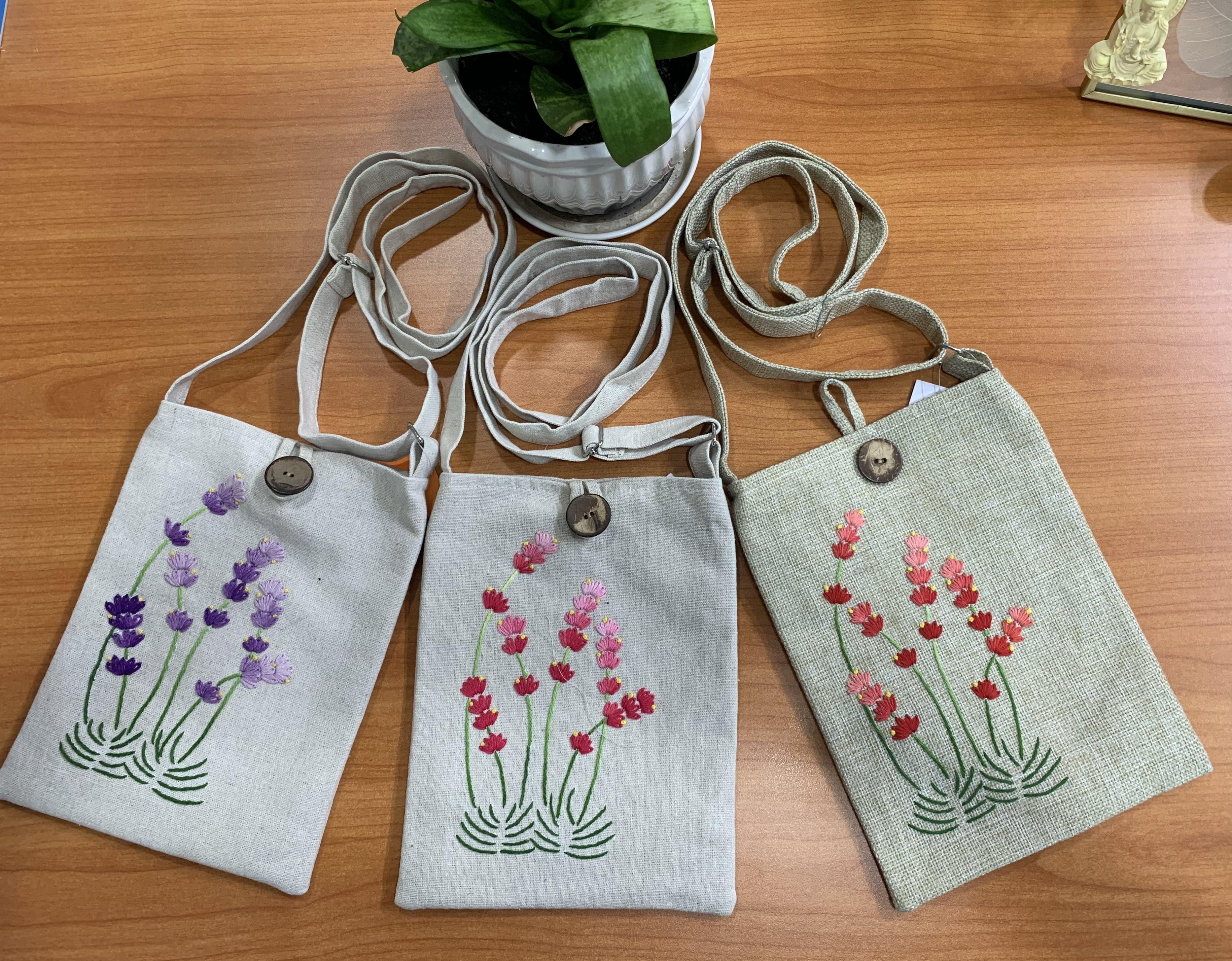 Túi đeo chéo thêu thời trang nữ - Hoa Lavender